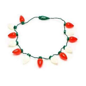 Disney Parks Mickey Mouse Holiday Glow Light Up Necklace Red White